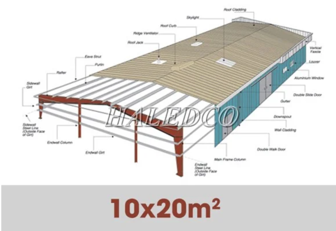 Mẫu 01 – Bản vẽ nhà xưởng 20x40m