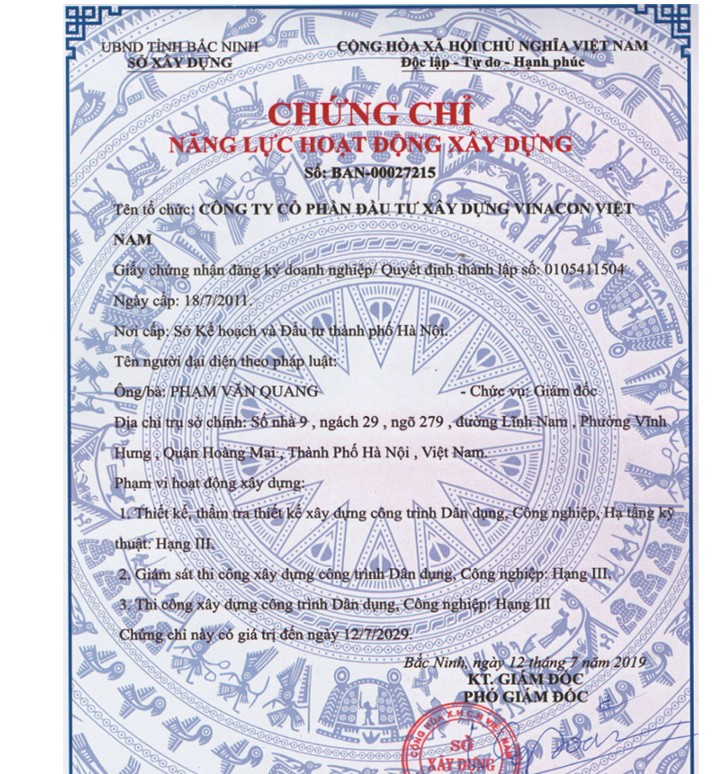 Chứng chỉ 2019 · Bắc Ninh — BAN-00027215