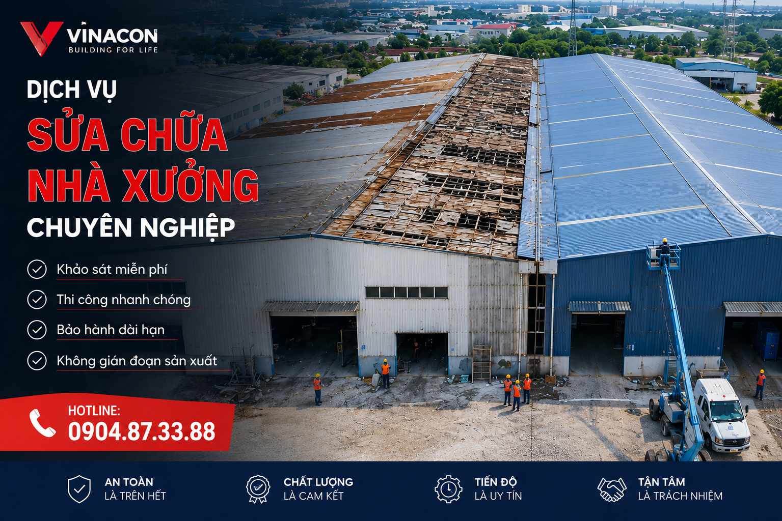 NHÀ XƯỞNG Dịch vụ sửa chữa cải tạo nhà xưởng chuyên nghiệp Vinacon Việt Nam