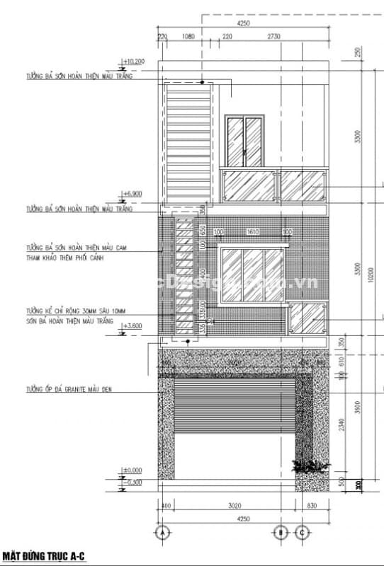 Mẫu nhà ống 3 tầng 5x14m