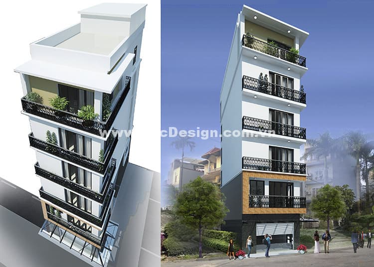 Mẫu nhà phố đẹp 6 tầng 5x12m