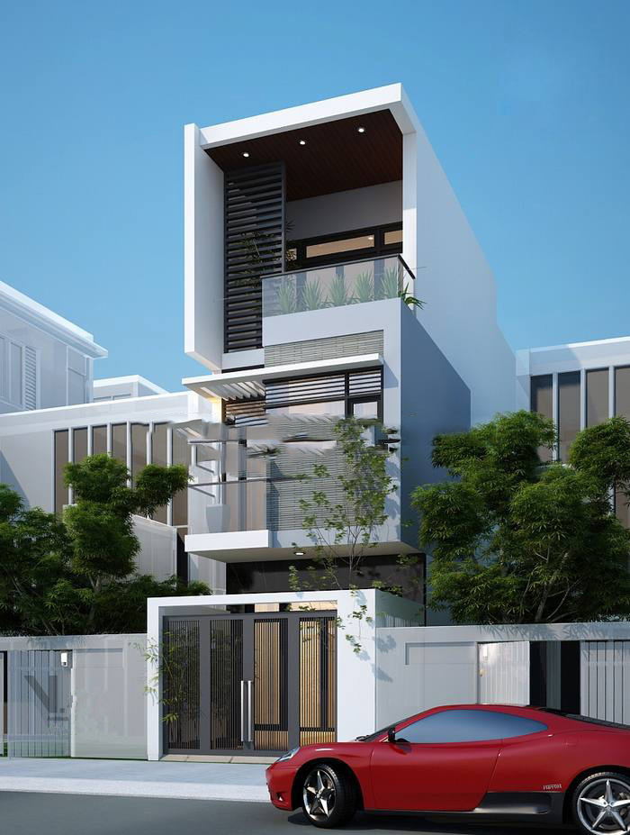 Mẫu thiết kế nhà ống đẹp 3 tầng 4x17m hiện đài