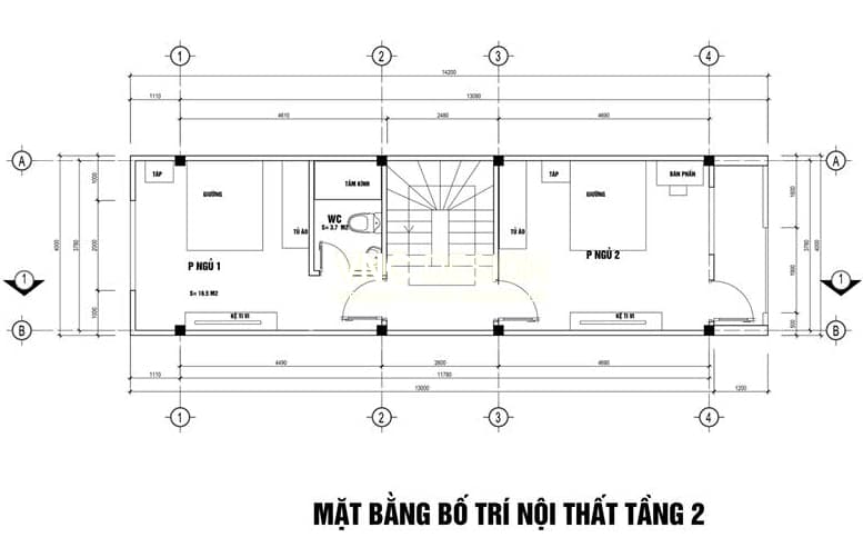 Thiết kế nhà ống 3 tầng 1 tum 4x12m tại Hà Nội