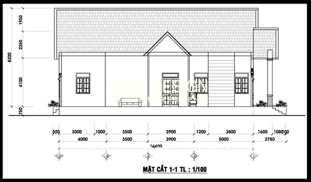 Mẫu nhà cấp 4 8x19m
