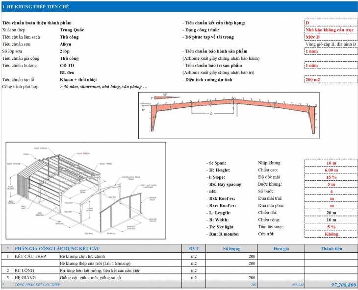 Thiết kế nhà xưởng 1000m2