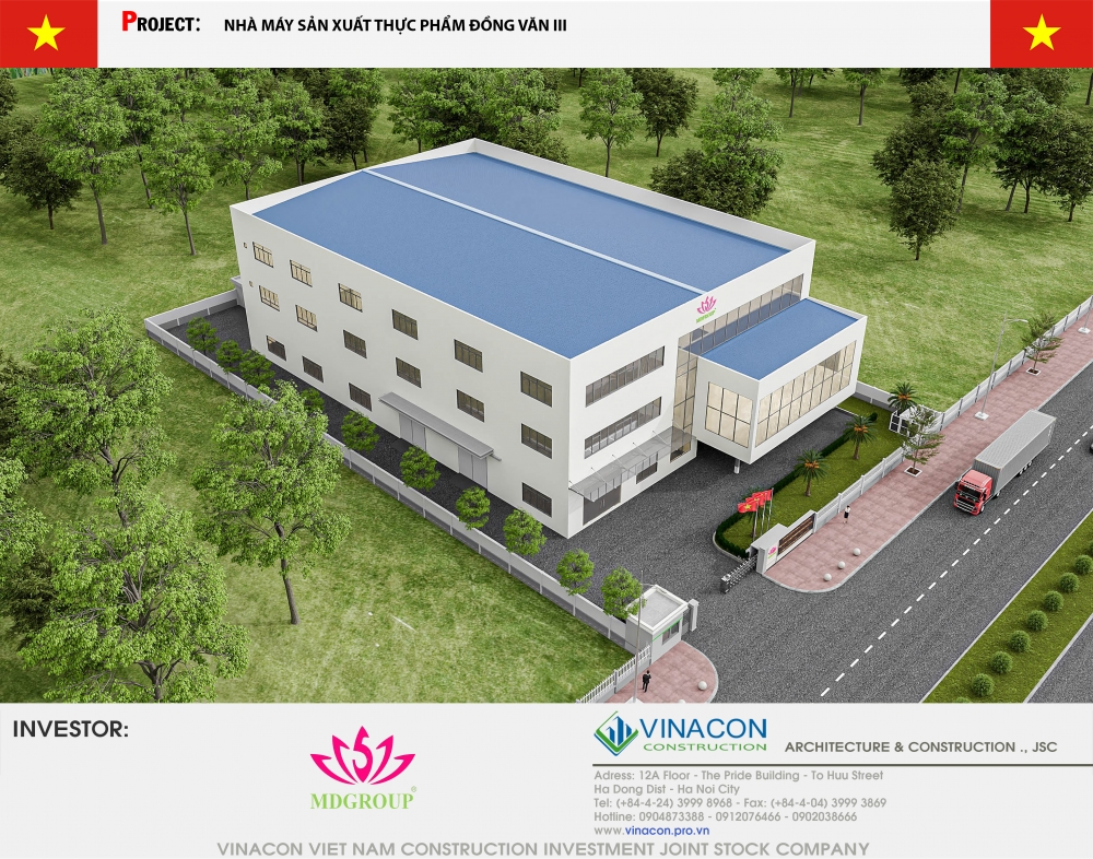 NHÀ XƯỞNG NHÀ MÁY SẢN XUẤT THỰC PHẨM MDGROUP 3