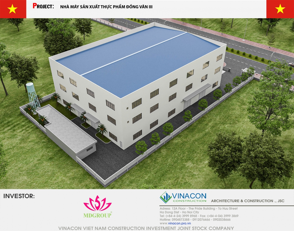 NHÀ XƯỞNG NHÀ MÁY SẢN XUẤT THỰC PHẨM MDGROUP 3