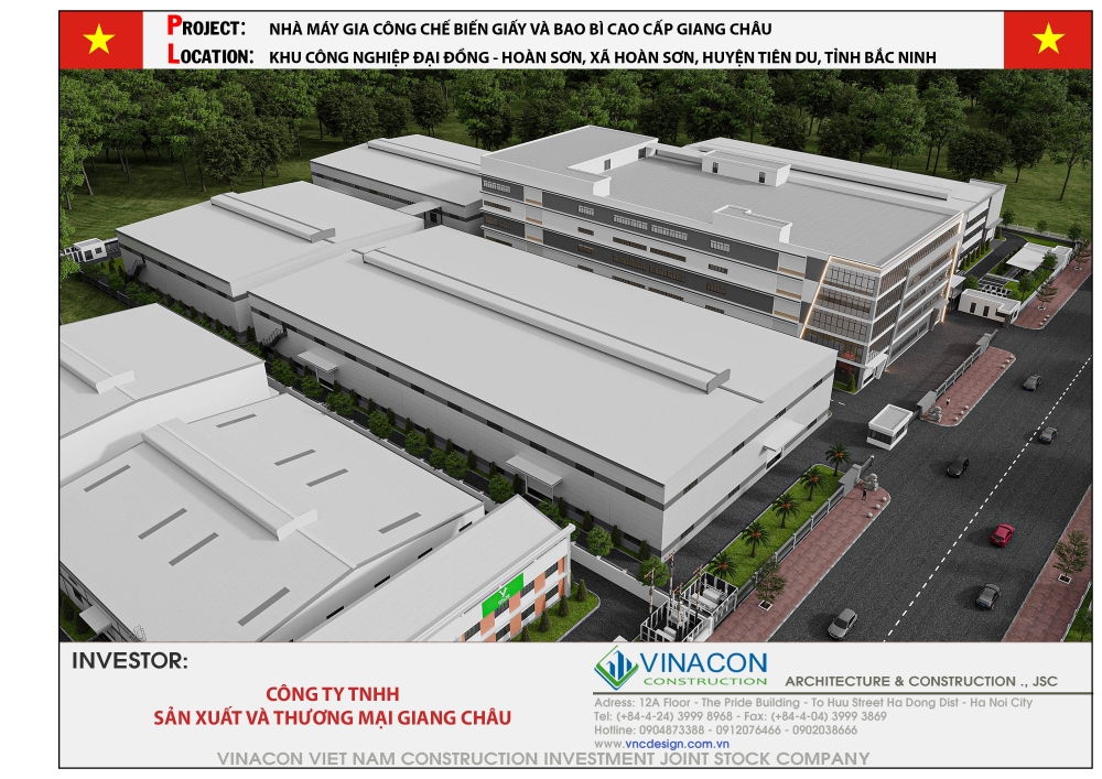 VINACON ĐƠN VỊ TƯ VẤN THIẾT KẾ DỰ ÁN NHÀ MÁY GIA CÔNG CHẾ BIẾN GIẤY 038 BAO BÌ CAO CẤP GIANG CHÂU