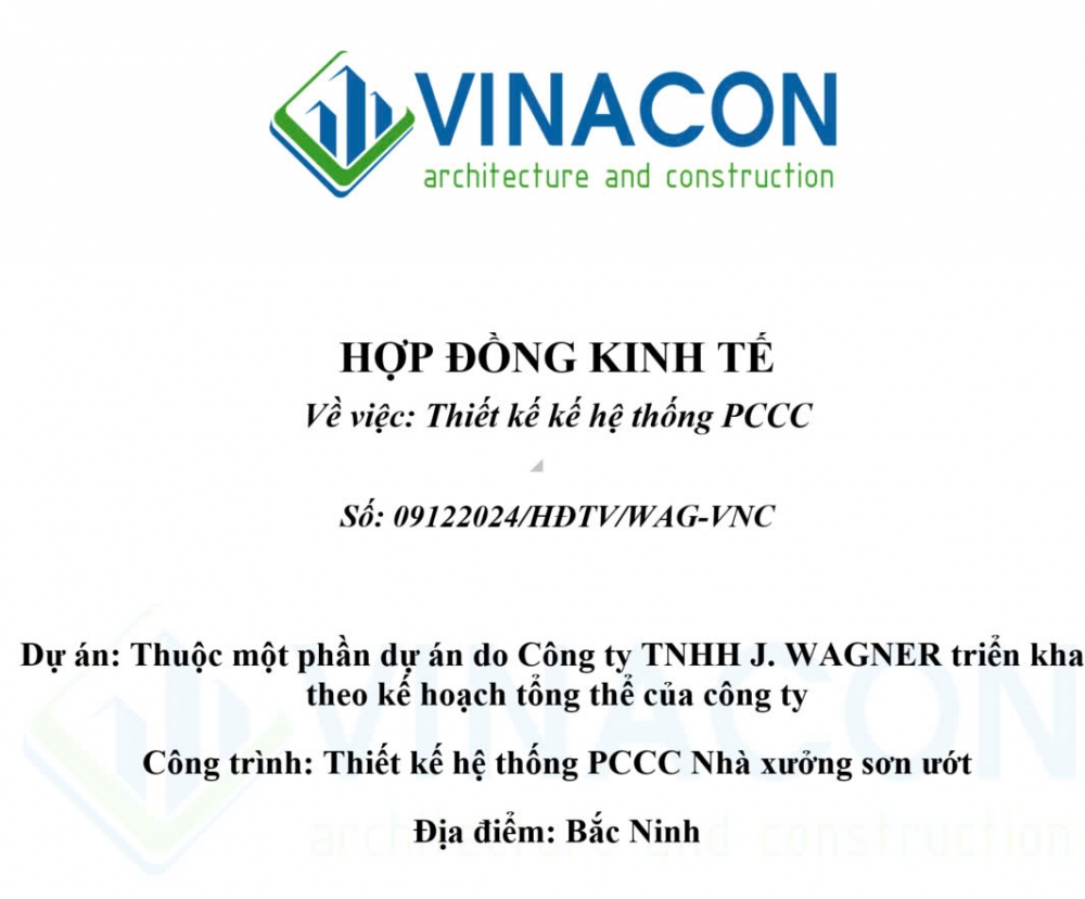 VINACON ký hợp đồng tư vấn thiết kế PCCC với J.WAGNER tại Bắc Ninh