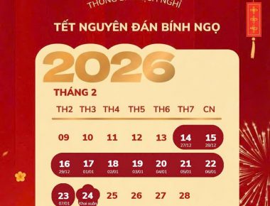THÔNG BÁO LỊCH NGHỈ TẾT NGUYÊN ĐÁN 2026