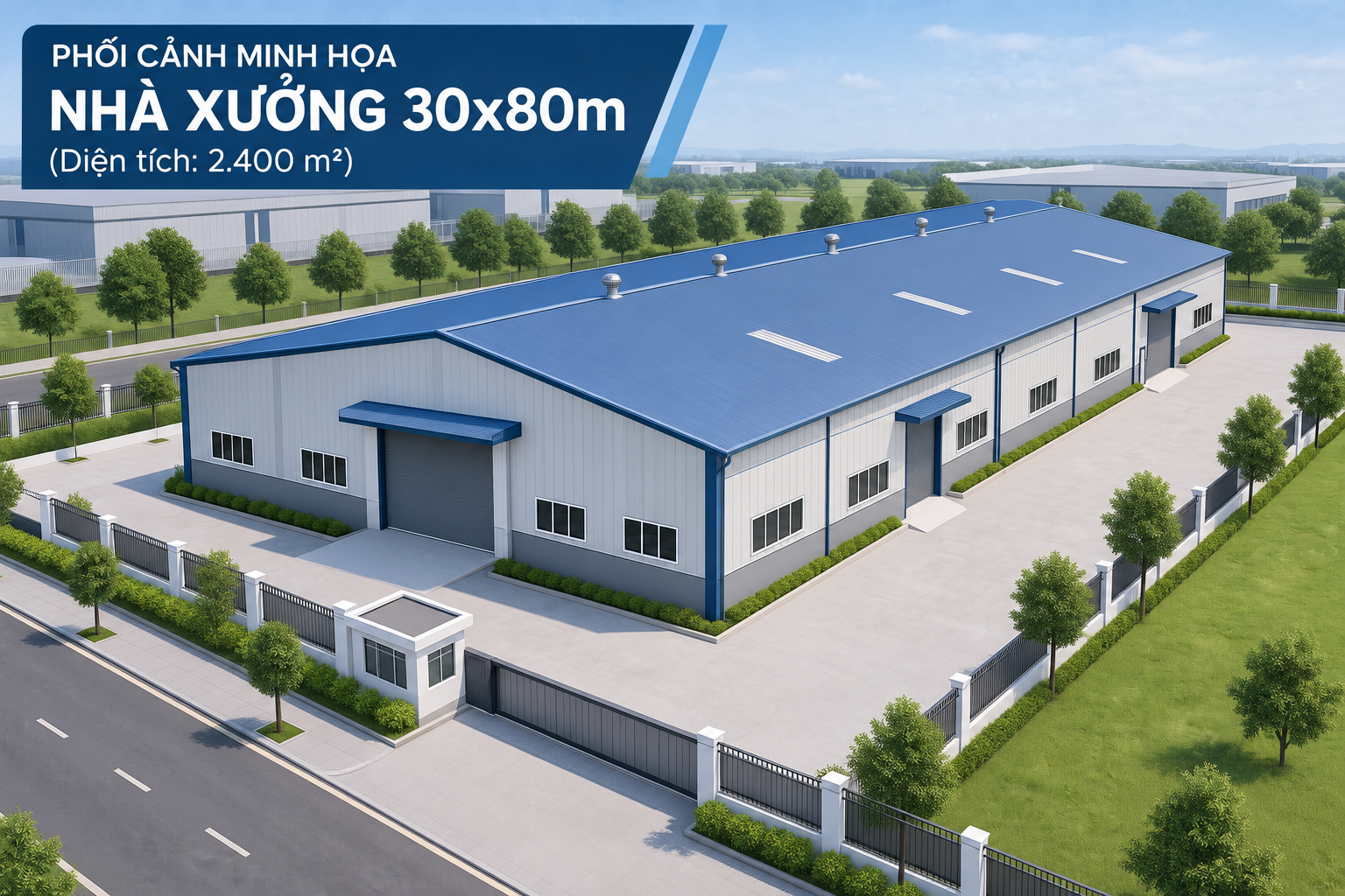 Bản vẽ nhà xưởng 30x80m