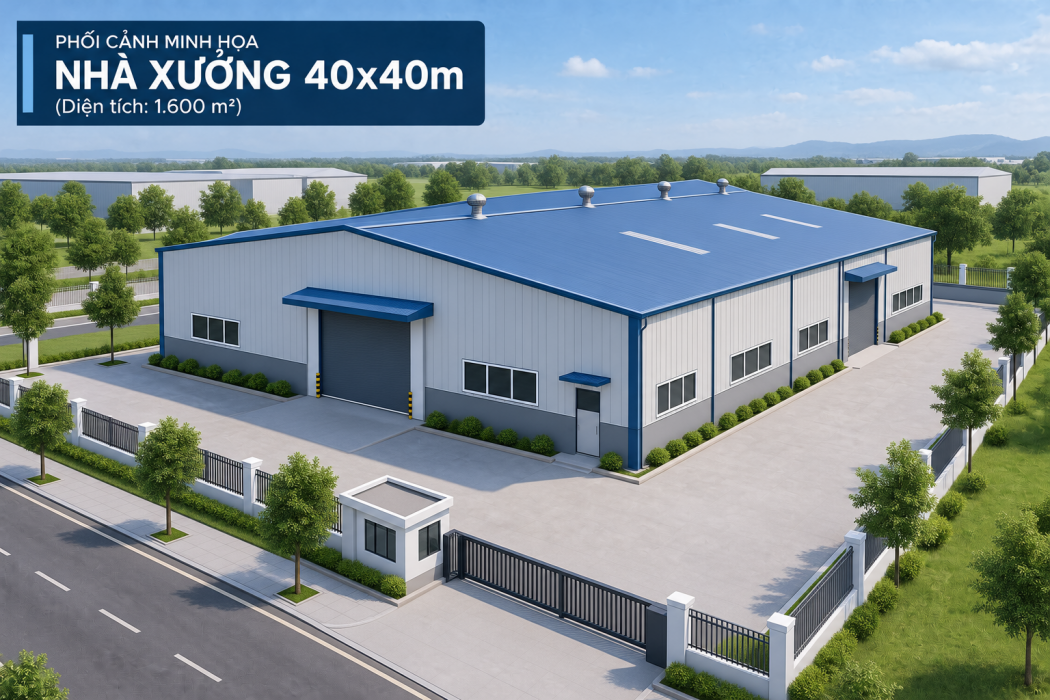 Mẫu 31 – Bản vẽ nhà xưởng 40x40m