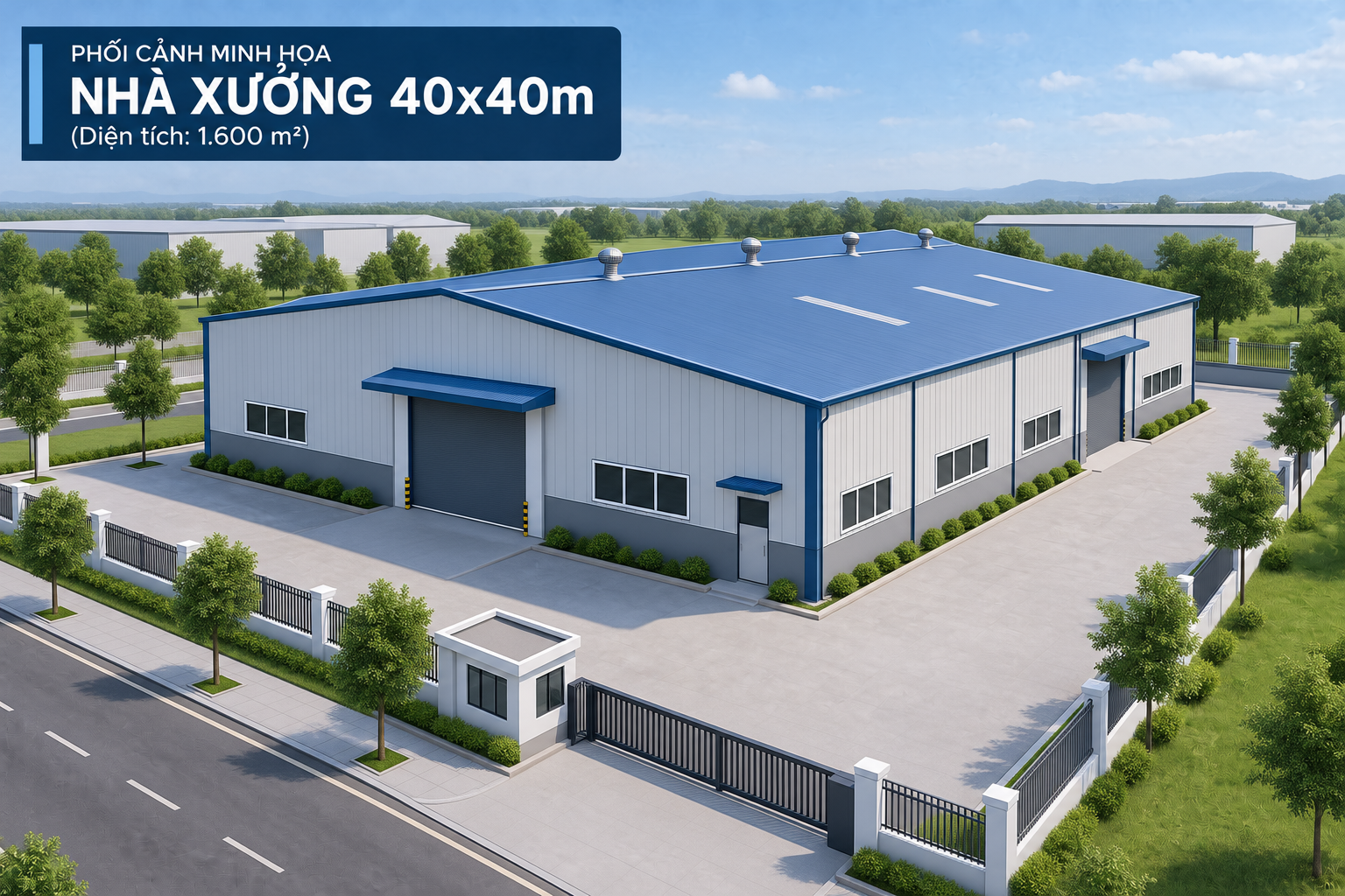 Bản vẽ nhà xưởng 40x40m