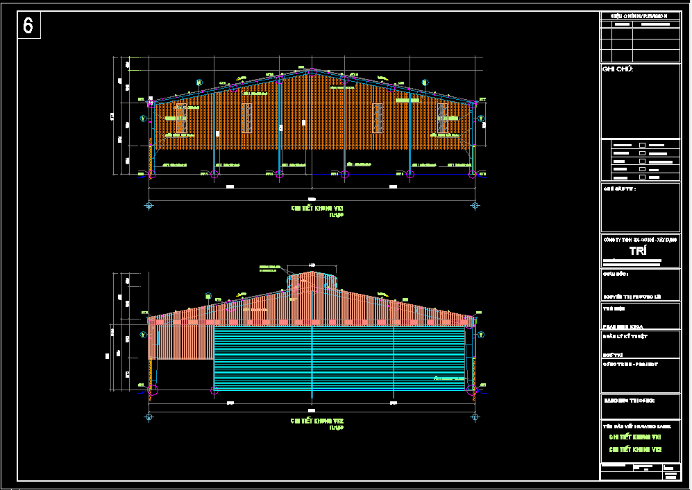 Bản vẽ nhà xưởng 1 tầng khung thép 30x50m – Kiến trúc, kết cấu file CAD – ảnh xem trước 1