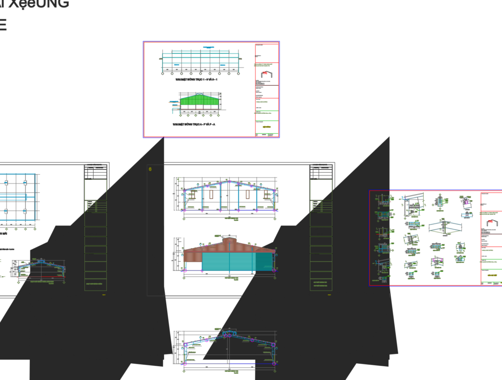 Bản vẽ nhà xưởng 1 tầng khung thép 30x50m – Kiến trúc, kết cấu file CAD – ảnh xem trước 5