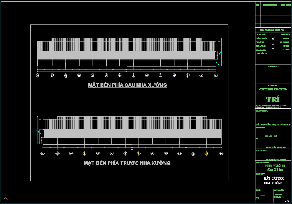 Bản vẽ nhà xưởng 1 tầng khung thép 61x82m – Kiến trúc, kết cấu file CAD – ảnh xem trước 1