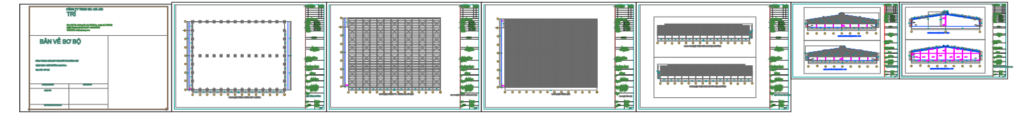 Bản vẽ nhà xưởng 1 tầng khung thép 61x82m – Kiến trúc, kết cấu file CAD – ảnh xem trước 2