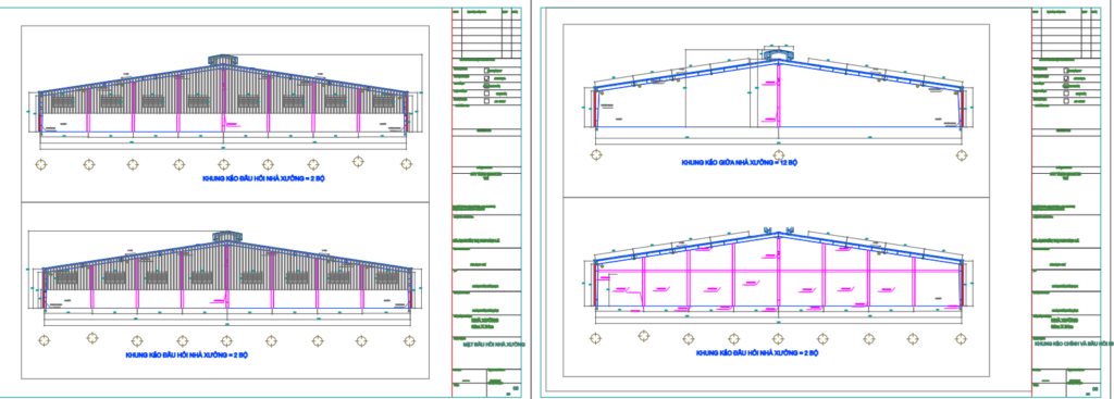 Bản vẽ nhà xưởng 1 tầng khung thép 61x82m – Kiến trúc, kết cấu file CAD – ảnh xem trước 5