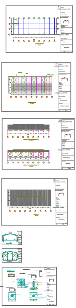 Bản vẽ nhà xưởng 1 tầng khung thép tiền chế 20x50m – Kiến trúc, kết cấu file CAD – ảnh xem trước 2