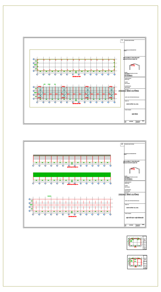 Bản vẽ nhà xưởng 12x80m khung thép tiền chế – Kiến trúc, kết cấu file CAD – ảnh xem trước 2