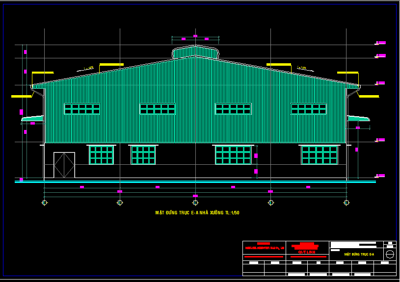 Bản vẽ nhà xưởng 26x72m khung thép tiền chế – Kiến trúc, kết cấu file CAD – ảnh xem trước 1