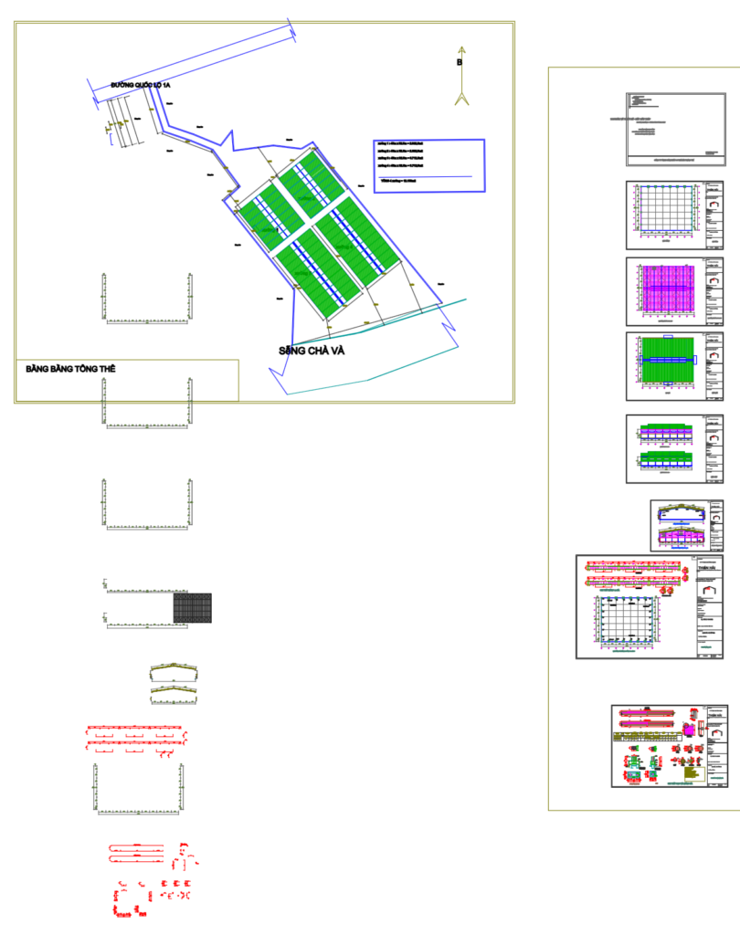 Bản vẽ nhà xưởng 45x52.5m khung thép tiền chế – Kiến trúc, kết cấu file CAD PDF – ảnh xem trước 2