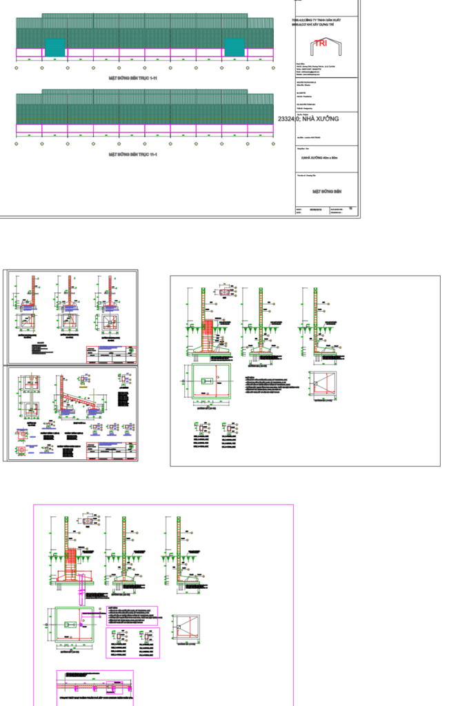 Bản vẽ nhà xưởng có cẩu trục 40x80m 1 tầng – Kiến trúc, kết cấu file CAD – ảnh xem trước 4