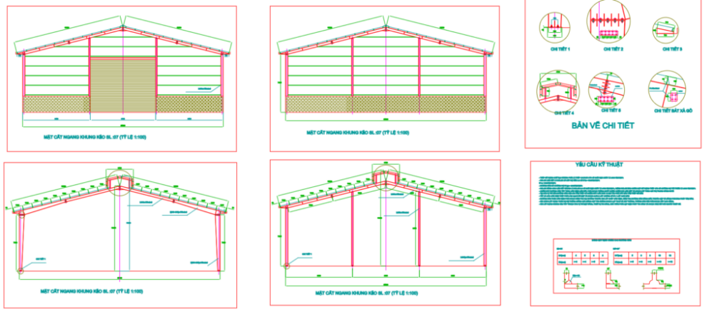 Bản vẽ nhà xưởng hoàn thiện cột kèo zamil xây tường cao 2m 25x42m – Kiến trúc – ảnh xem trước 5