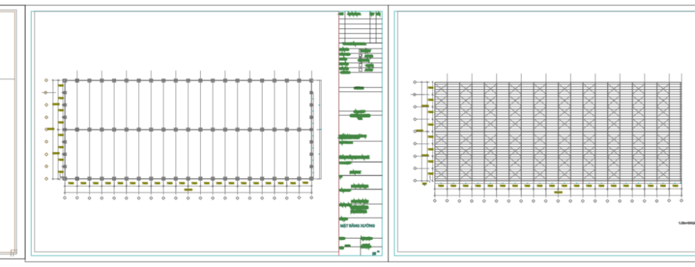 Bản vẽ nhà xưởng khung thép mái tôn 60x150m hoàn thiện lắp dựng – Kiến trúc – ảnh xem trước 3
