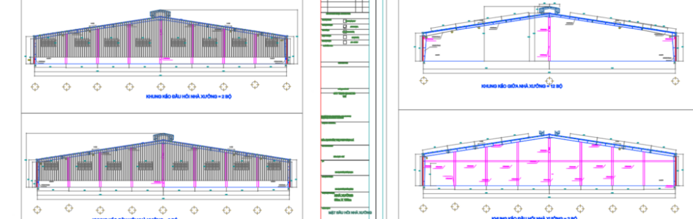 Bản vẽ nhà xưởng khung thép mái tôn 60x150m hoàn thiện lắp dựng – Kiến trúc – ảnh xem trước 4