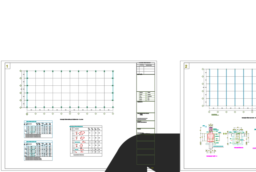 Bản vẽ nhà xưởng thép tiền chế 1 tầng 30x70m – Kiến trúc, kết cấu file CAD – ảnh xem trước 3