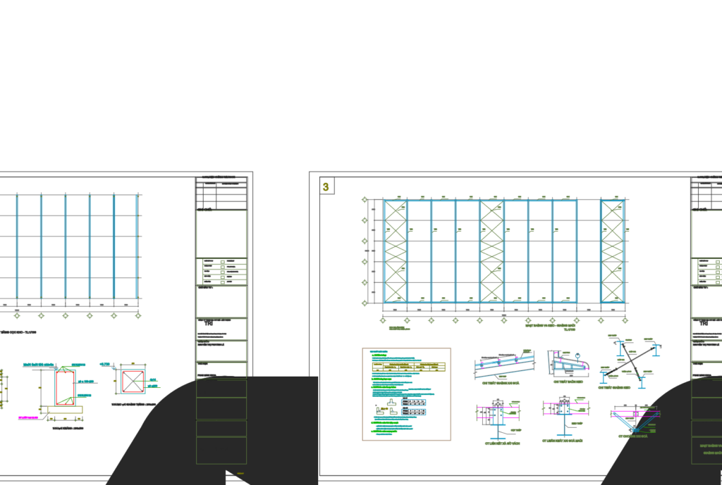 Bản vẽ nhà xưởng thép tiền chế 1 tầng 30x70m – Kiến trúc, kết cấu file CAD – ảnh xem trước 4
