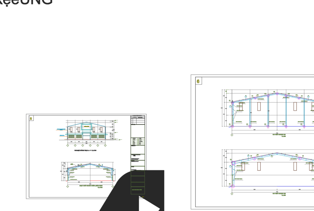 Bản vẽ nhà xưởng thép tiền chế 1 tầng 30x70m – Kiến trúc, kết cấu file CAD – ảnh xem trước 6