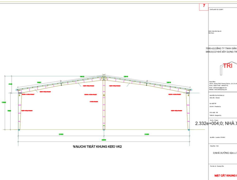 Bản vẽ nhà xưởng thép tiền chế 1 tầng 42x72m – Kiến trúc, kết cấu file CAD – ảnh xem trước 4