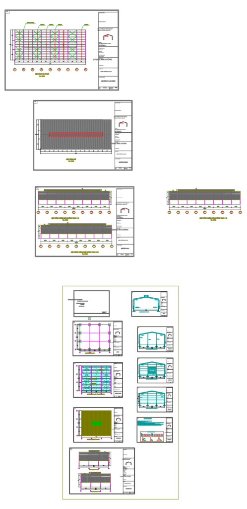 Bản vẽ nhà xưởng thép tiền chế 10x24m – Kiến trúc, kết cấu file CAD – ảnh xem trước 2