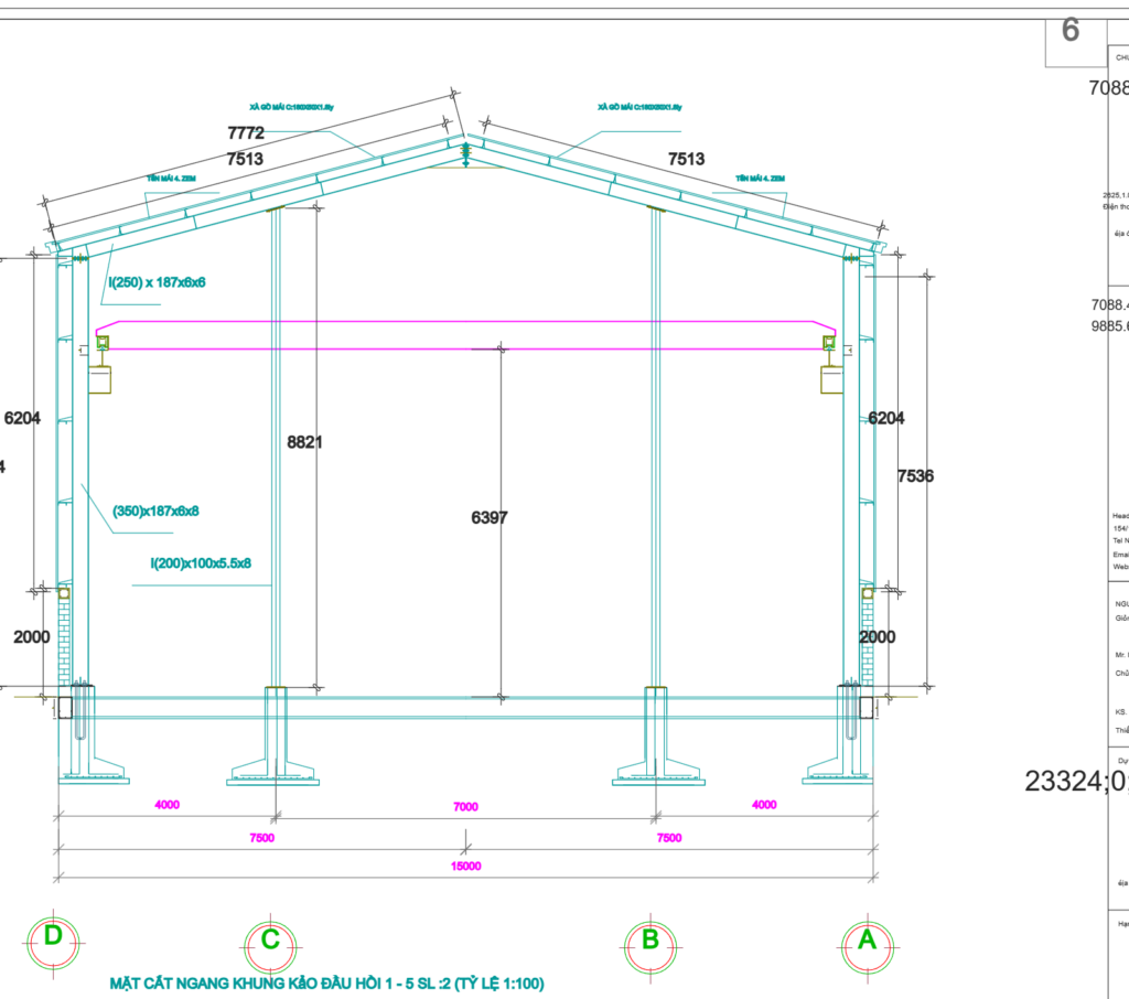 Bản vẽ nhà xưởng thép tiền chế 15x30m phần khung thép – Kiến trúc – ảnh xem trước 6