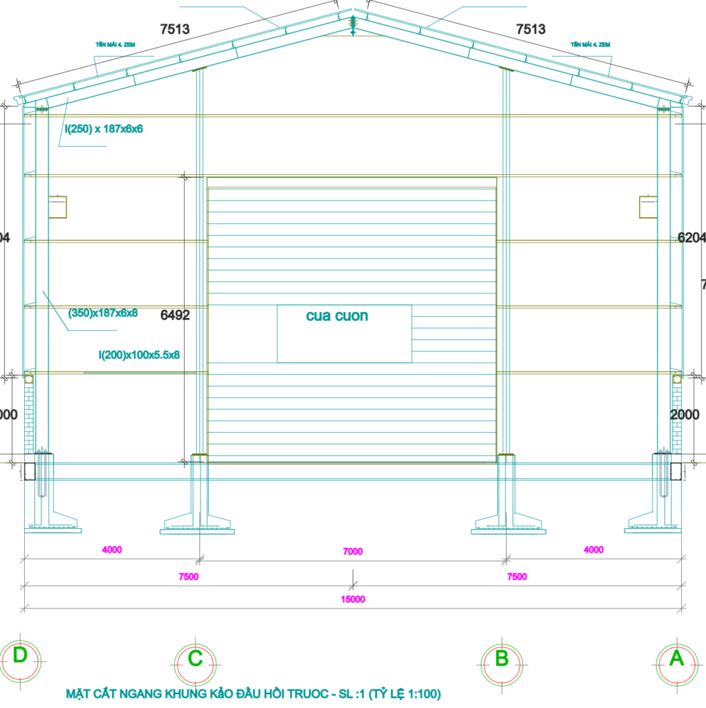 Bản vẽ nhà xưởng thép tiền chế 15x30m phần khung thép – Kiến trúc – ảnh xem trước 7