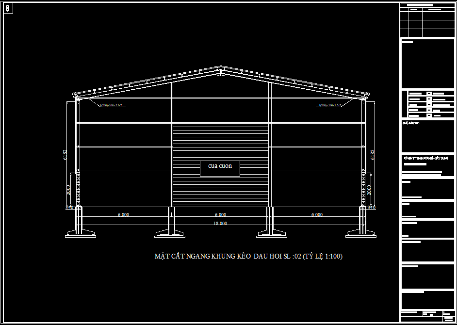 Bản vẽ nhà xưởng thép tiền chế 18x60m – Kiến trúc, kết cấu file CAD – ảnh xem trước 1