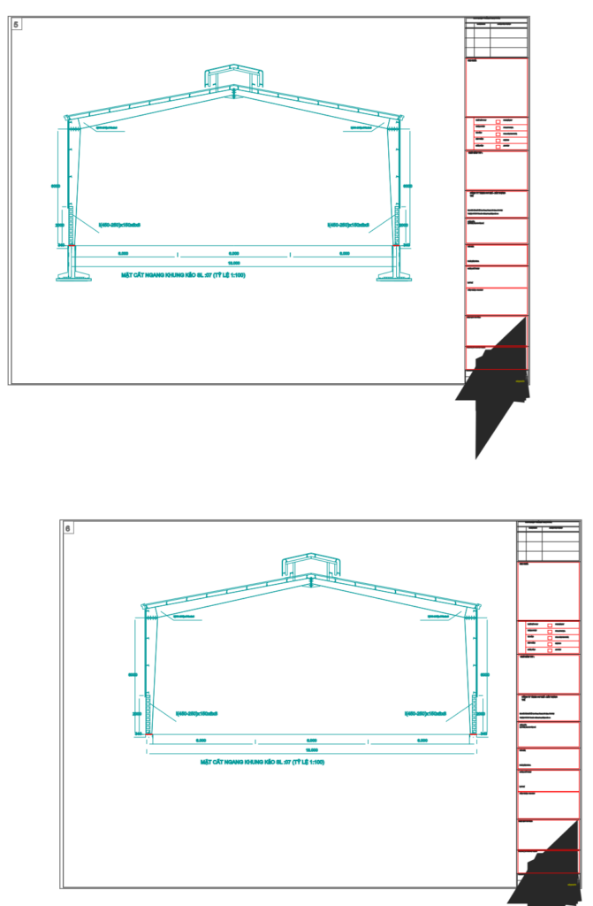 Bản vẽ nhà xưởng thép tiền chế 18x60m – Kiến trúc, kết cấu file CAD – ảnh xem trước 4