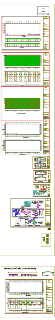 Bản vẽ nhà xưởng thép tiền chế 19x42m hoàn thiện – Kiến trúc, kết cấu file CAD – ảnh xem trước 2