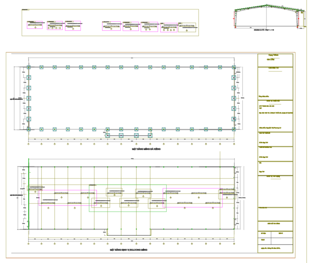 Bản vẽ nhà xưởng thép tiền chế 19x42m hoàn thiện – Kiến trúc, kết cấu file CAD – ảnh xem trước 4