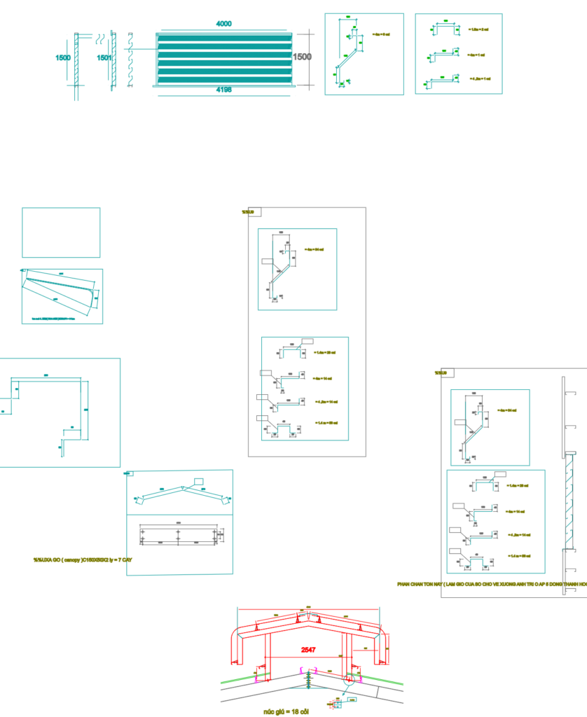 Bản vẽ nhà xưởng thép tiền chế 19x42m – Kiến trúc, kết cấu file CAD – ảnh xem trước 4