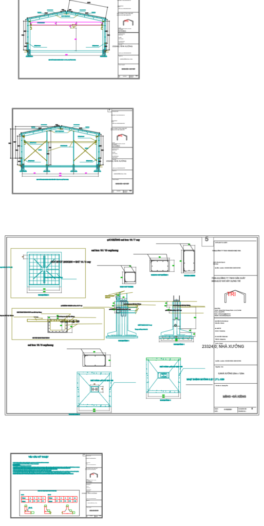 Bản vẽ nhà xưởng thép tiền chế 20x120m – Kiến trúc, kết cấu file CAD – ảnh xem trước 4
