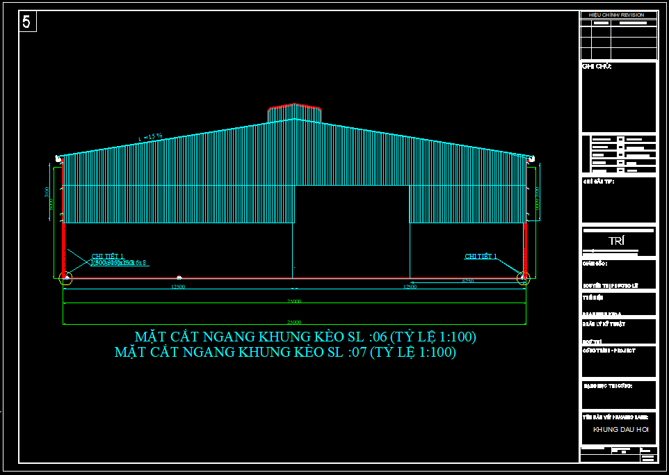 Bản vẽ nhà xưởng thép tiền chế 25x31m – Kiến trúc, kết cấu file CAD – ảnh xem trước 1