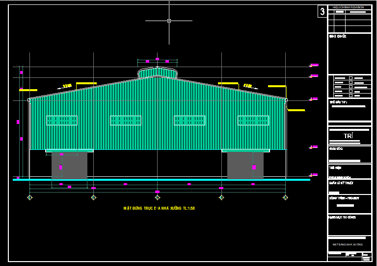 Bản vẽ nhà xưởng thép tiền chế 26x47m – Kiến trúc, kết cấu file CAD – ảnh xem trước 1