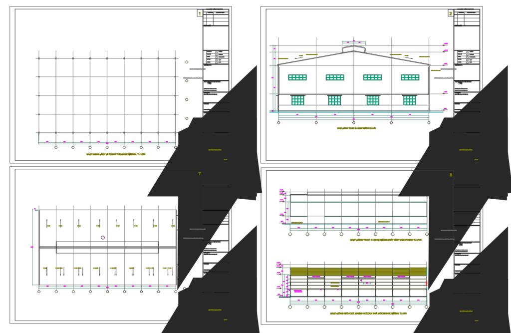 Bản vẽ nhà xưởng thép tiền chế 26x47m – Kiến trúc, kết cấu file CAD – ảnh xem trước 3