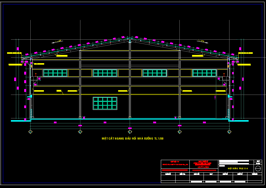 Bản vẽ nhà xưởng thép tiền chế 26x72m – Kiến trúc, kết cấu file CAD – ảnh xem trước 1