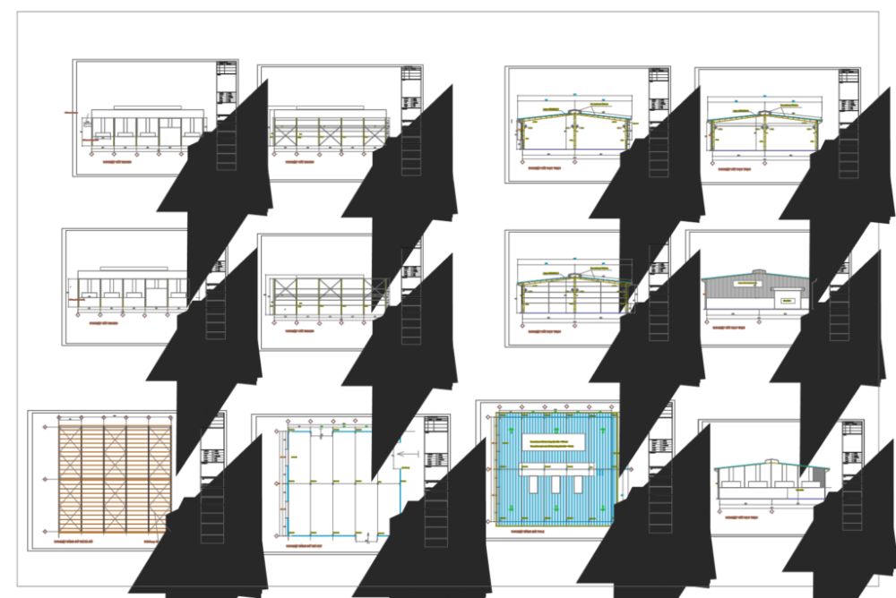 Bản vẽ nhà xưởng thép tiền chế 28x30m – Kiến trúc, kết cấu file CAD – ảnh xem trước 2