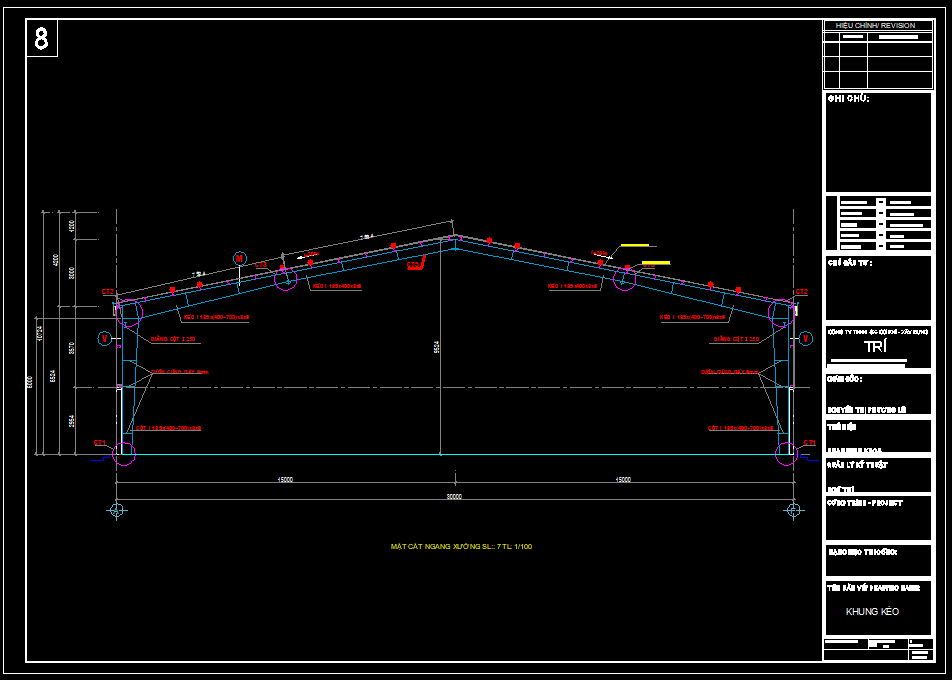 Bản vẽ nhà xưởng thép tiền chế 30x50m – Kiến trúc, kết cấu file CAD – ảnh xem trước 1