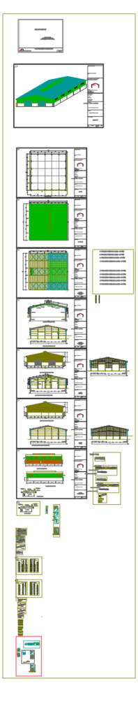 Bản vẽ nhà xưởng thép tiền chế 34x32m – Kiến trúc, kết cấu file CAD – ảnh xem trước 2